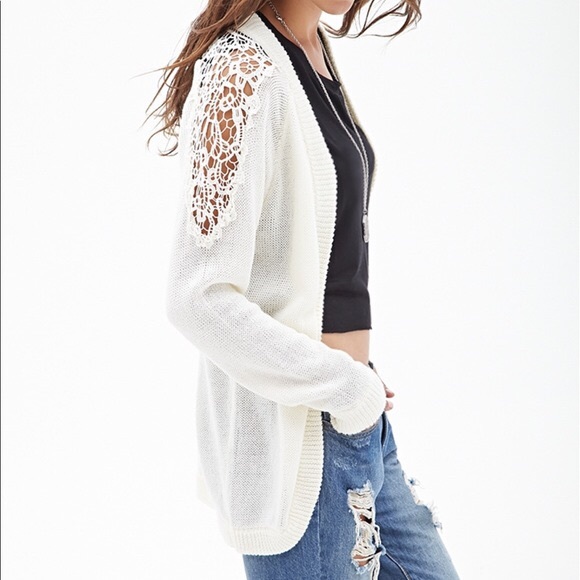 Abercrombie & Fitch Sweaters - Abercrombie Lace Shoulder Cardigan